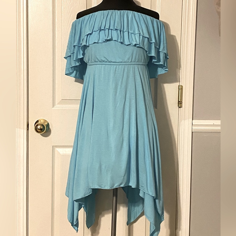 Turquoise off shoulder dress